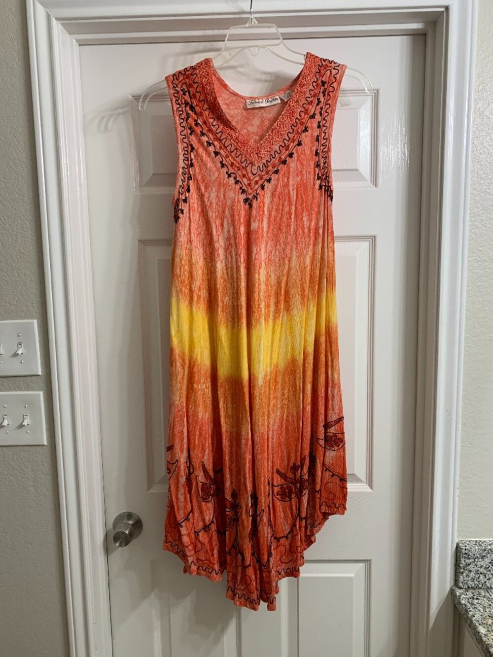 Jessica Taylor Women's Orange and Yellow Handkerchief Dress, Size Medium